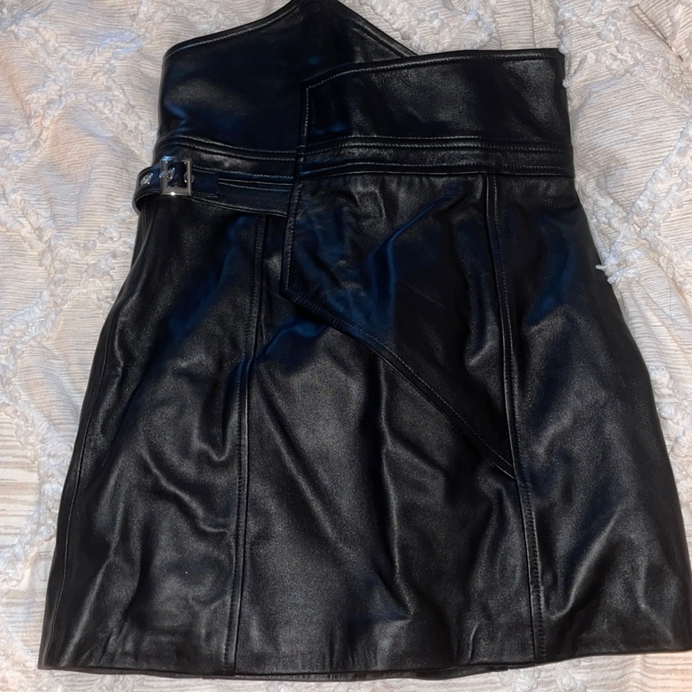Leather high waisted skirt